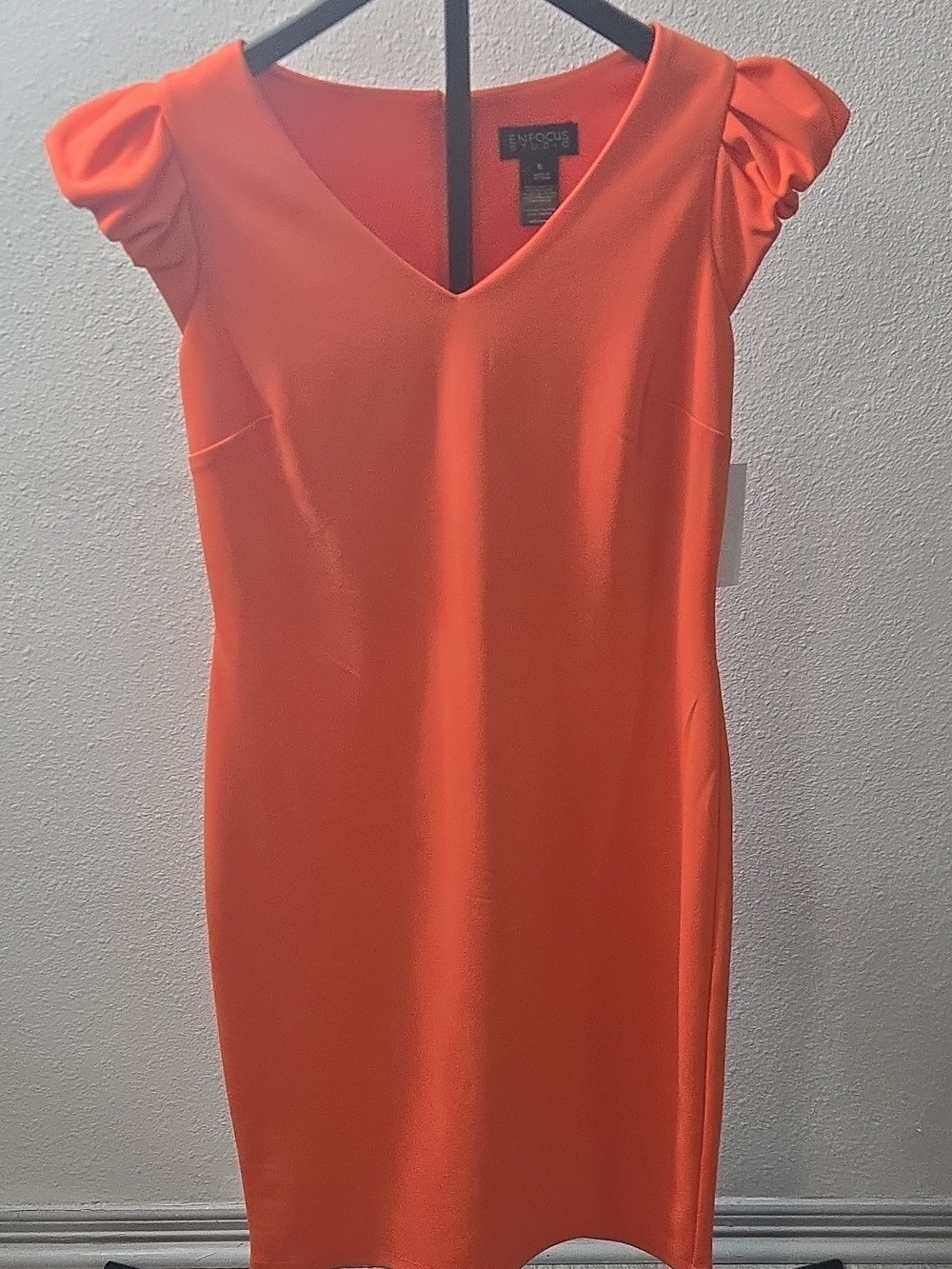 Enfocus Studio Orange V-Neck Cap Sleeve Dress